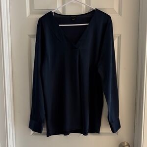 Ann Taylor Factory Midnight Blue V-Neck Blouse